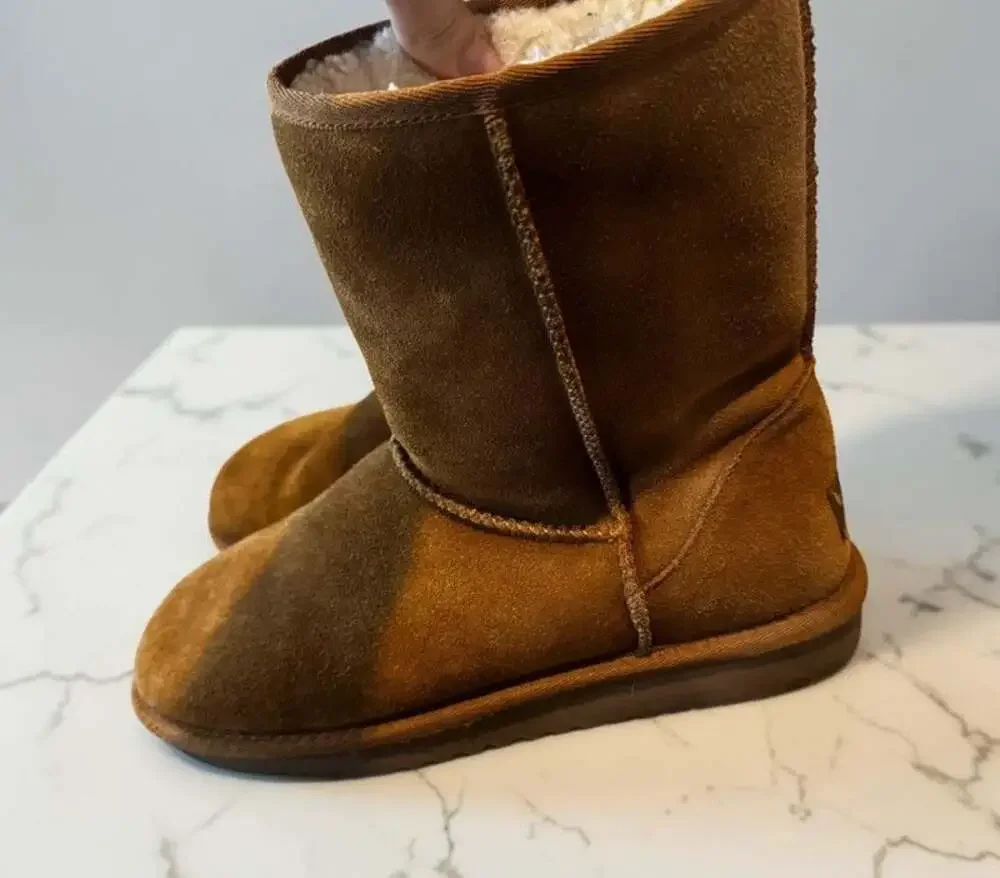 Koolaburra by UGG Men's Brown Suede Sheepskin Lined Slip-On Mid-Calf 8